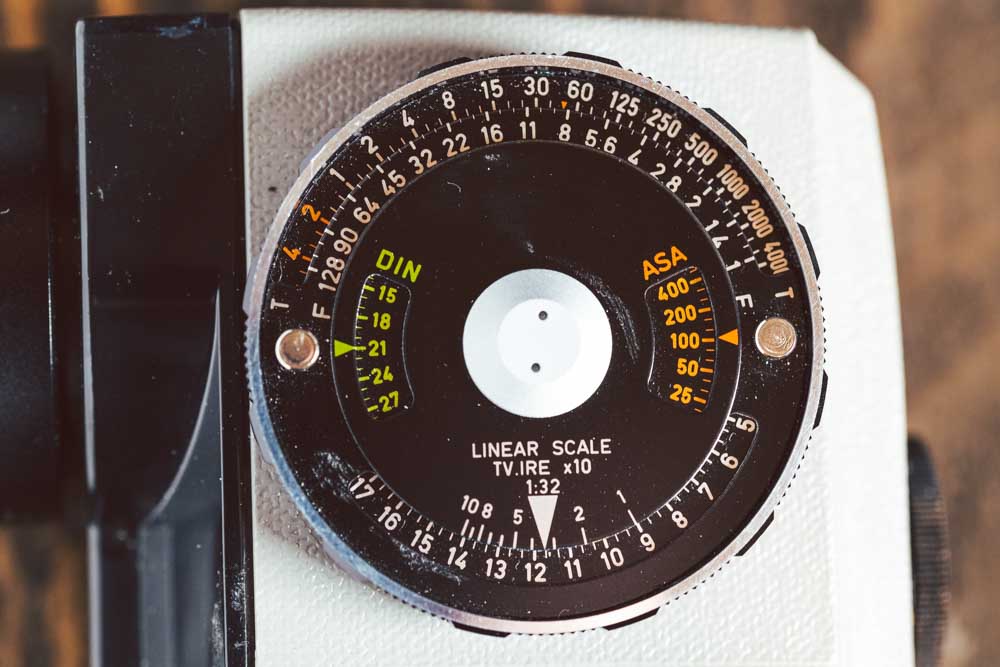detial view of the Asahi Pentax Spotmeter V controlls